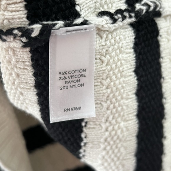 NWT J.Jill Wearever Collection XL Black Ivory Striped Knit Cardigan Business Cas - Picture 4 of 5